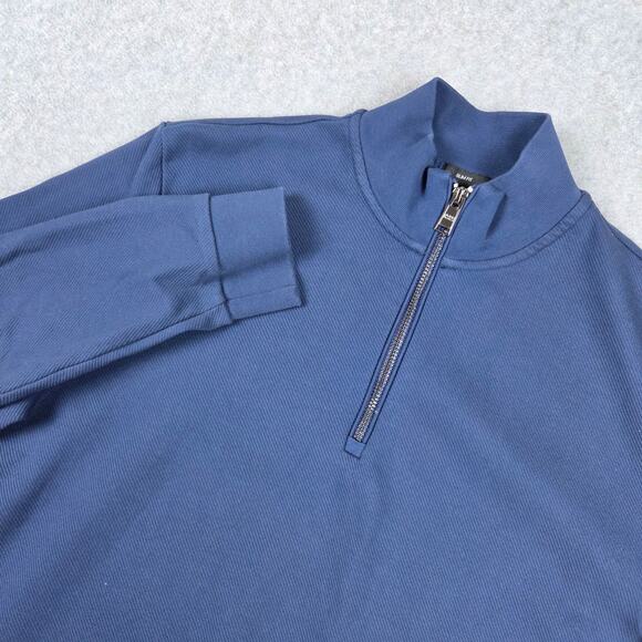 BOSS by Hugo Boss Mens Medium Navy Blue Quarter Zip Pullover Slim Fit - Picture 1 of 11